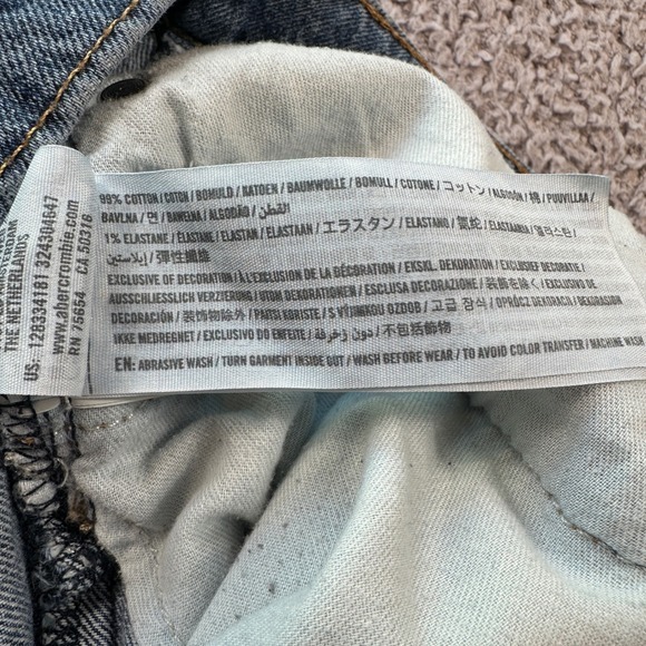 Abercrombie & Fitch Denim Shorts Womens 34W Distressed Medium Wash Blue Stretch - Picture 6 of 8